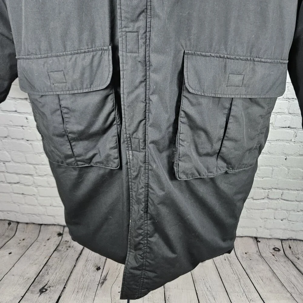 VTG J.J. Cochran Black Duck Down Feather Pocket Long Coat Parka Large 42-44